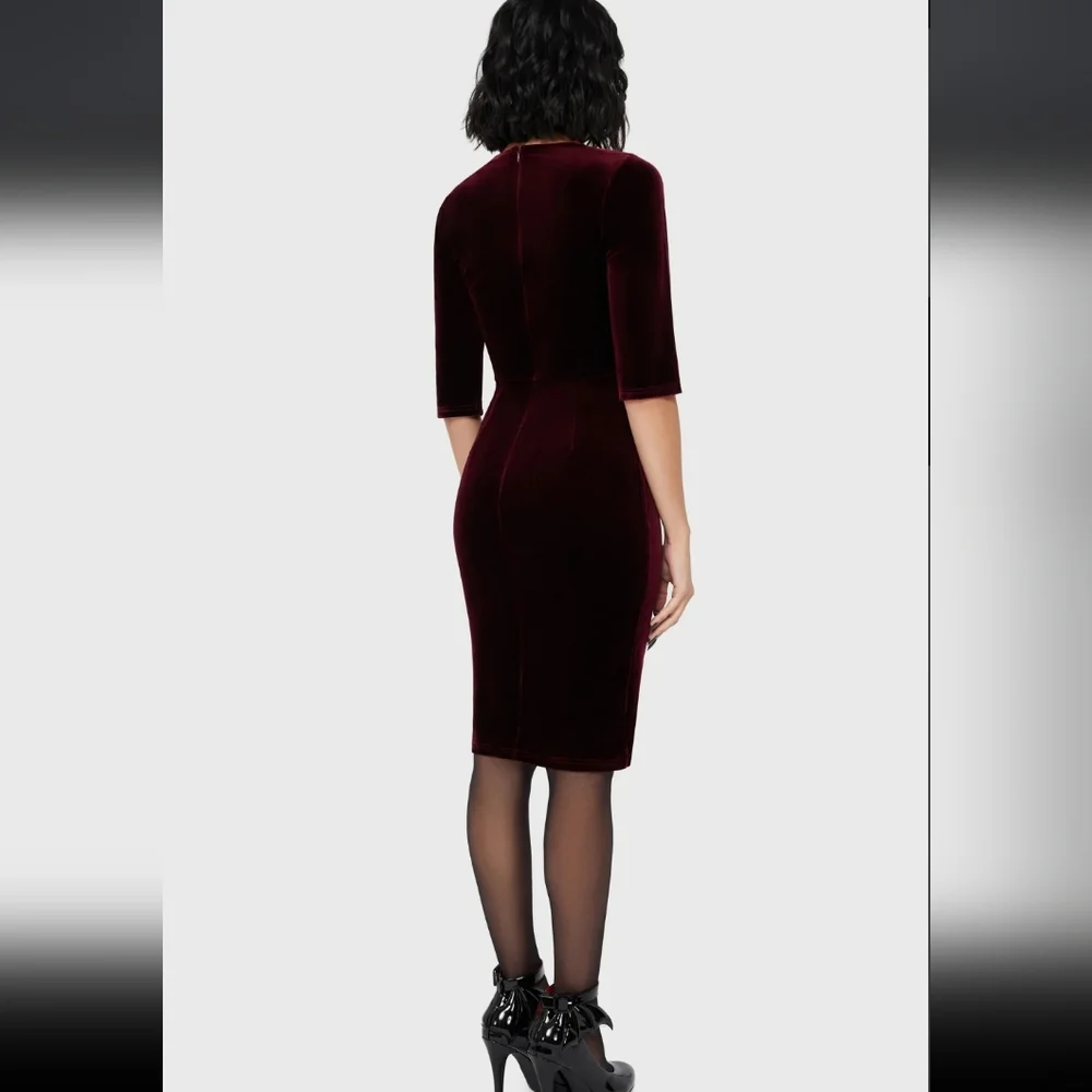 Nwt Killstar Velvet Long Sleeve Dress in Deep Burgundy - Picture 5 of 6